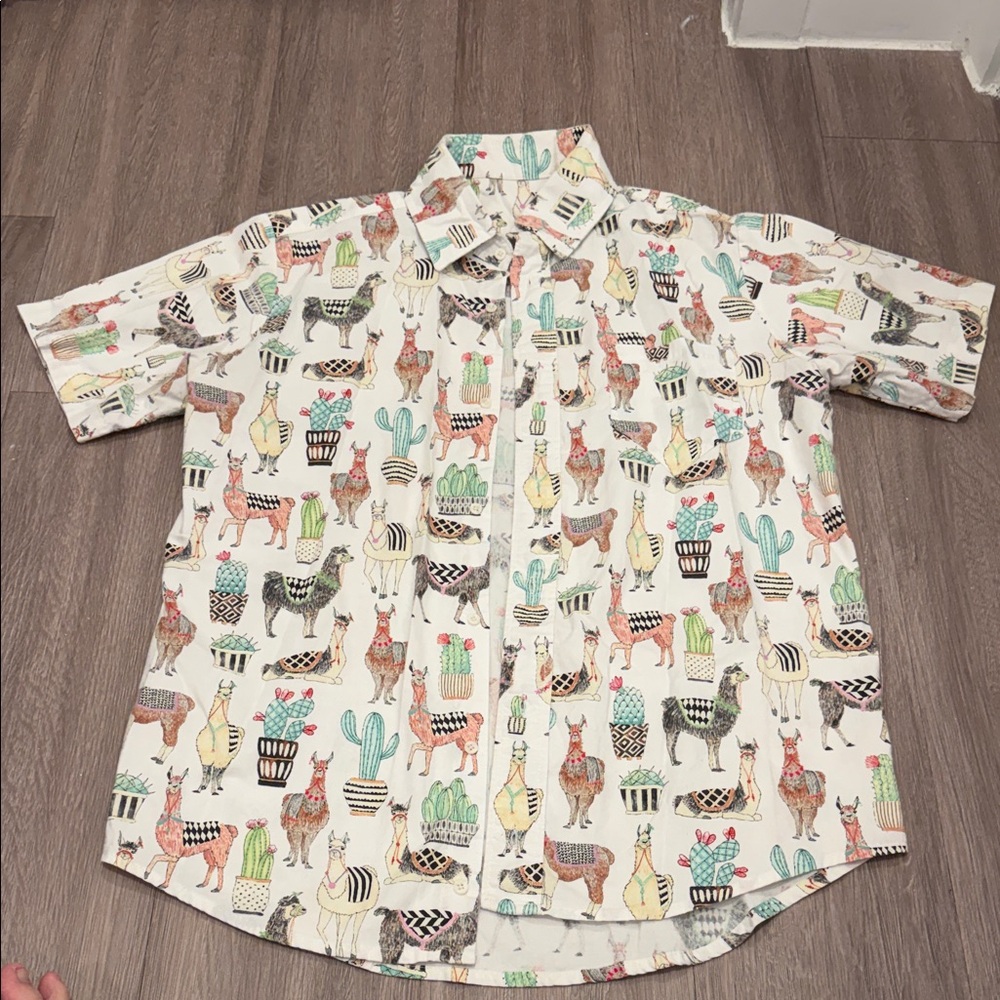Men’s llama collared button down shirt